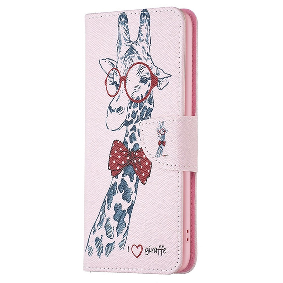 Θήκη με πτερύγιο για OPPO A57 / A57s, Wallet, giraffe, ροζ