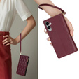 θήκη πτερύγιο για Samsung Galaxy S25 Edge, Rhombus Crossbody Leather, μπορντό