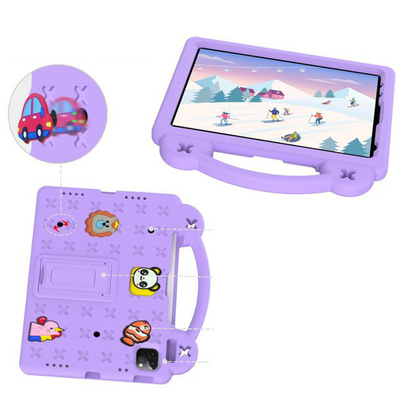 Παιδική θήκη για iPad 10.9 2022 10 Gen, Cute Patterns, με βάση, μωβ