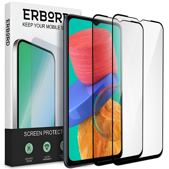 2x Μετριασμένο γυαλί για Samsung Galaxy M33/M12/A32/A12 5G, ERBORD 3D πλήρης οθόνη