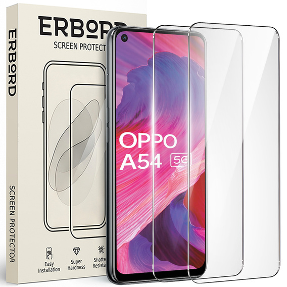 2x Μετριασμένο γυαλί για Oppo A54 5G/A74 5G/A93 5G, ERBORD 9H Hard Glass στην οθόνη