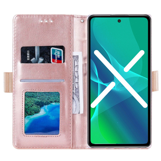 θήκη πτερύγιο για Samsung Galaxy A51, Wallet Pocket Zipper Lace, ροζ