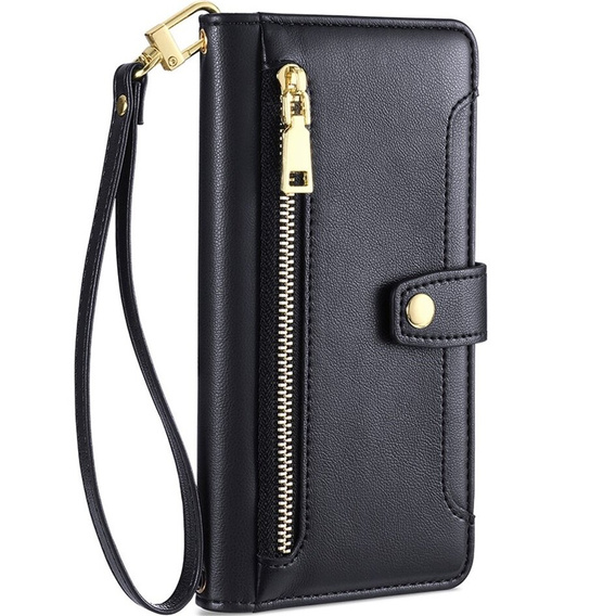 Θήκη με πτερύγιο για Motorola Moto G73 5G, Wallet Zipper Pocket, μαύρη