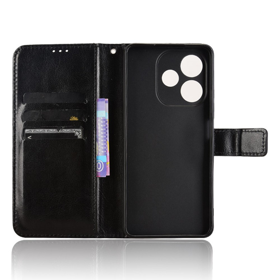 Θήκη με πτερύγιο για Oppo A5 Pro 5G, Crazy Horse Wallet, μαύρη