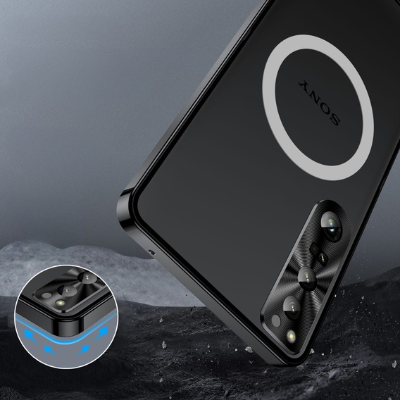 θήκη προστασίας κάμερας για το Sony Xperia 1 V, CamShield MagSafe, διαφανής / μαύρη