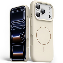 Θήκη σιλικόνης για iPhone 17 Pro Max - συμβατή με MagSafe, αντικραδασμική, μπεζ