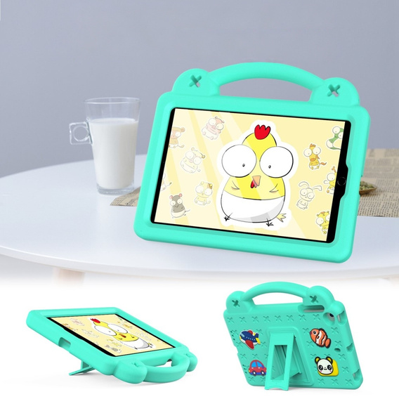 Παιδική θήκη για iPad mini 7.9" 2019/2015/2014/2013/2012 (5/4/3/2/1 gen.), Cute Patterns, με βάση, πράσινη