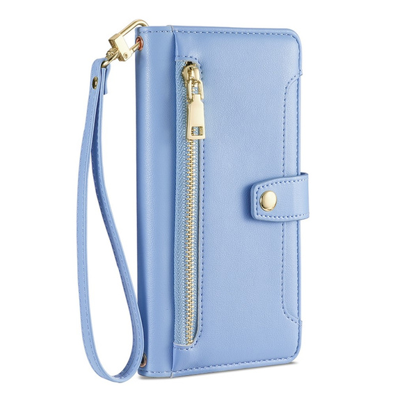 Θήκη με πτερύγιο για iPhone 14 Pro, Wallet Zipper Pocket, μπλε