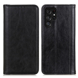 Θήκη για Samsung Galaxy S24 Ultra, Wallet Litchi Leather, μαύρη