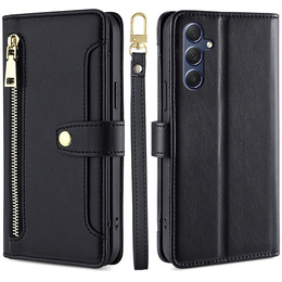 Θήκη με πτερύγιο για Samsung Galaxy A16, Wallet Zipper Pocket, μαύρη