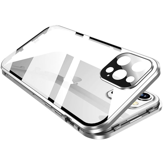 θήκη για το iPhone 16 Pro, Magnetic Dual Glass, ασημένια