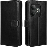 Θήκη με πτερύγιο για Realme GT 6 / 6T, Crazy Horse Wallet, μαύρη