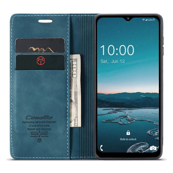 θήκη CASEME για Samsung Galaxy M33 5G, Leather Wallet Case, μπλε