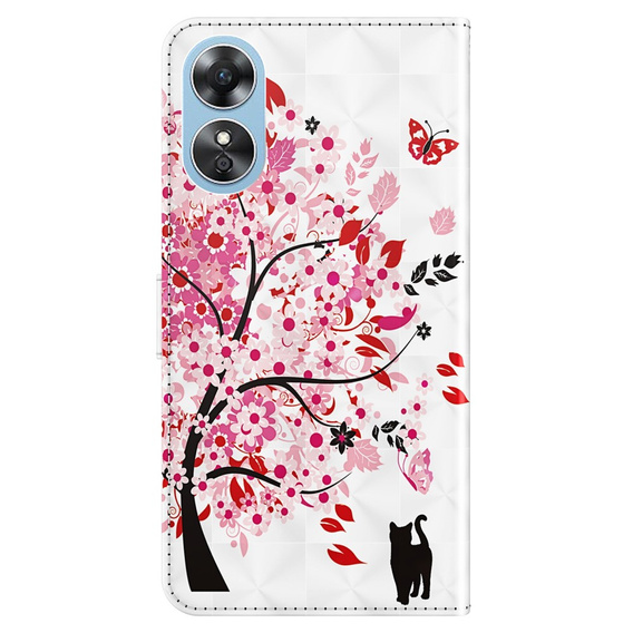 Θήκη με πτερύγιο για Oppo A17, Wallet Light Spots Decor, tree, λευκή