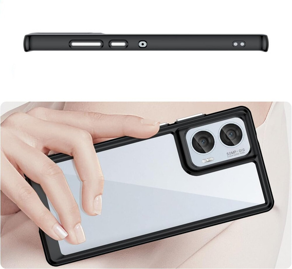 Θήκη για Motorola Edge 50 Fusion 5G, Fusion Hybrid, διαφανής / μαύρη