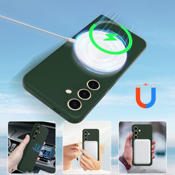 Θήκη για Samsung Galaxy S24 FE, Silicone MagSafe, πράσινη