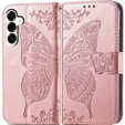 Θήκη με πτερύγιο για Samsung Galaxy S25 FE, Butterfly, ροζ rose gold