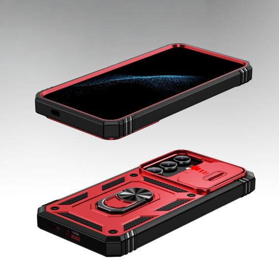 Θήκη για Samsung Galaxy S24+ Plus, CamShield Slide, κόκκινη / μαύρη