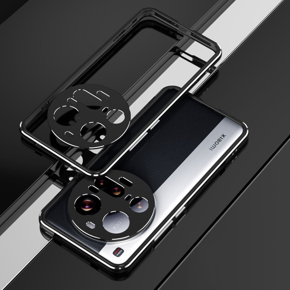 Θήκη για Xiaomi 15 Ultra, Armor Bumper, με κάλυμμα φακού, μαύρο / ασημί