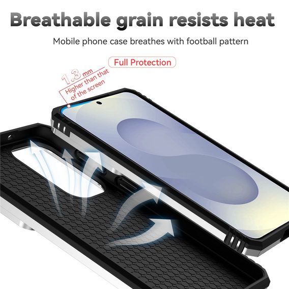 Θήκη με βάση και προστατευτικό φακού για Samsung Galaxy S26 Plus, ασημί