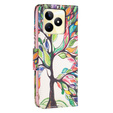 Θήκη με πτερύγιο για Realme C53 4G, Wallet, tree of life, λευκή