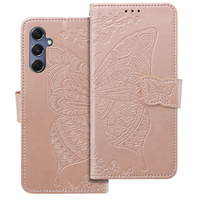 Θήκη με πτερύγιο για Samsung Galaxy M34 5G, Butterfly, ροζ rose gold