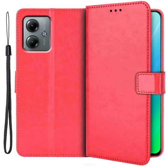 Θήκη με πτερύγιο για Motorola Moto G14, Crazy Horse Wallet, κόκκινη