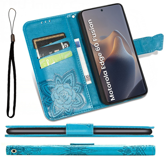 Θήκη με πτερύγιο για Motorola Edge 60 / 60 Fusion, Butterfly, μπλε