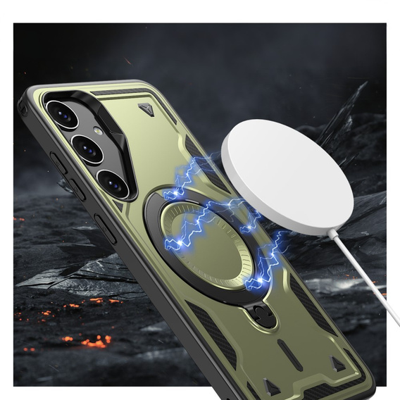 Θήκη για Samsung Galaxy S24 FE, Military MagSafe, πράσινη