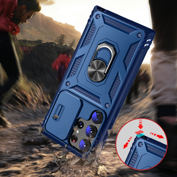 Θήκη για Samsung Galaxy S24 Ultra, CamShield Slide, μπλε