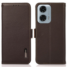 KHAZNEH θήκη RFID για Motorola Moto G04 / G24 / G24 Power, Litchi Texture, καφέ