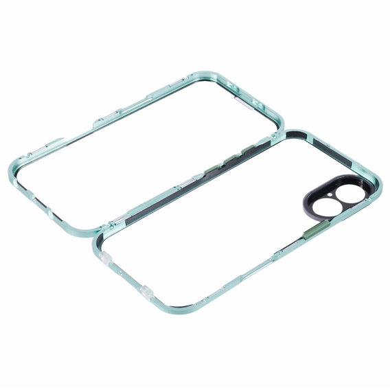 θήκη για το iPhone 16, Magnetic Dual Glass, πράσινη