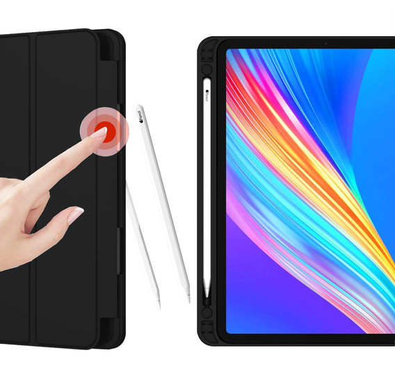 Θήκη για iPad Pro 12.9" 2022/2021/2020 (6/5/4 gen.), Smart Pencil, με υποδοχή γραφίδας, μαύρη