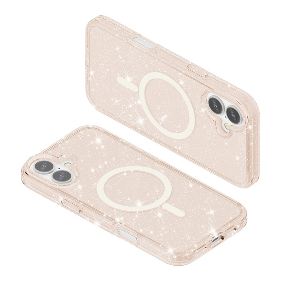 Θήκη για iPhone 17, για MagSafe, glitter, ημιδιαφανές χρυσό