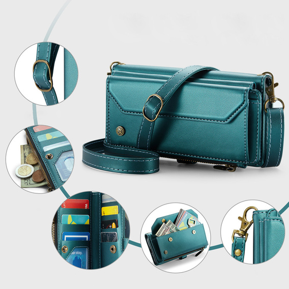 Θήκη πορτοφολιού με κλειδαριά και λουράκια για Samsung Galaxy A17 5G - πράσινο