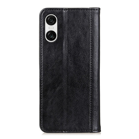 θήκη με πτερύγιο για Sony Xperia 10 VI, Split Leather, μαύρη