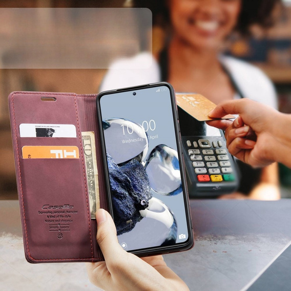 θήκη CASEME για Xiaomi 12T / 12T Pro, Leather Wallet Case, κόκκινη