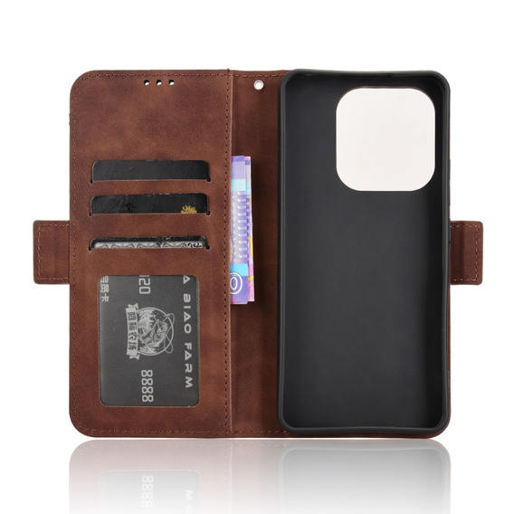 Θήκη με πτερύγιο για Xiaomi Redmi Note 14 4G, Card Slot, καφέ