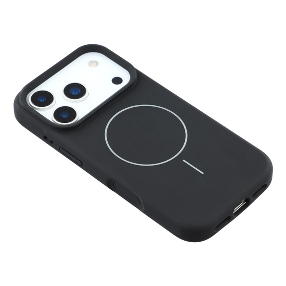 Θήκη σιλικόνης για iPhone 17 Pro, για MagSafe, αντικραδασμική, μαύρη