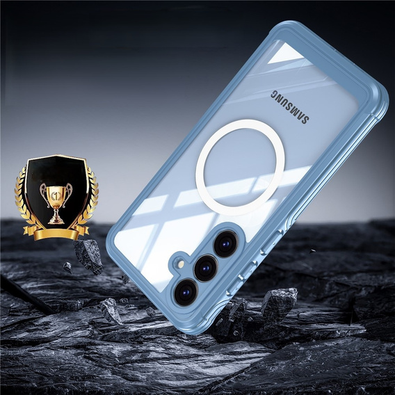 Θήκη για Samsung Galaxy S25 FE, Shockproof, με γυαλί, για MagSafe, μπλε