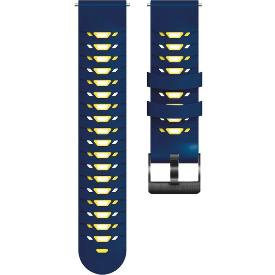 Uniwersalny Pasek Silikonowy 22mm Three Row Holes, Blue/Yellow