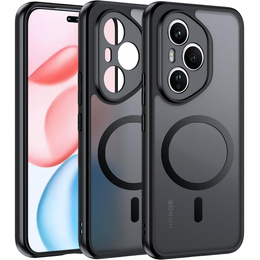Θήκη για Honor 400 Pro 5G, για MagSafe, ERBORD Μatt Case, μαύρη + Γυαλί οθόνης
