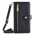 Θήκη με πτερύγιο για iPhone 14, Wallet Zipper Pocket, μαύρη