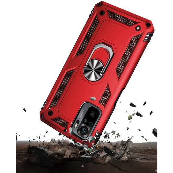 θωρακισμένη θήκη για Xiaomi Redmi Note 10 / 10S, Nox Case Ring, κόκκινη