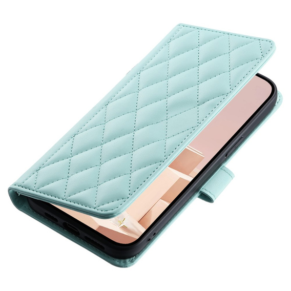 θήκη πτερύγιο για Samsung Galaxy S25, Rhombus Crossbody Leather, πράσινη
