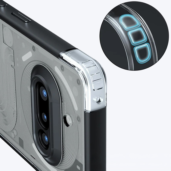 Θήκη για Nothing Phone 3A, Fusion Hybrid, διαφανής / μαύρη
