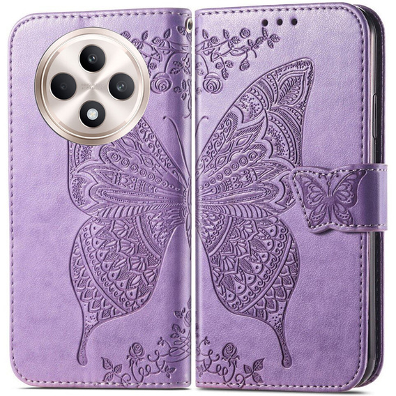 Θήκη με πτερύγιο για Oppo Reno 12FS / 12F, Butterfly, μωβ