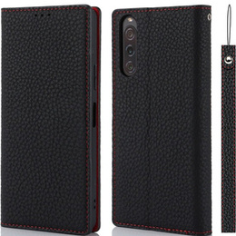 Θήκη με πτερύγιο για Sony Xperia 10 V, Litchi Skin Grain, μαύρη