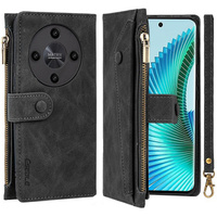 Θήκη με πτερύγιο για Honor Magic 6 Lite 5G, Wallet Zipper Pocket, μαύρη