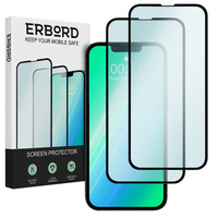 2x Μετριασμένο γυαλί για iPhone 13/13 Pro, ERBORD 3D πλήρης οθόνη